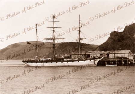 Barque LANGSTONE at wharf, Pt Chalmers, NZ. Built 1869. Shipping