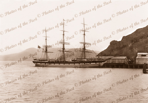Ship EUTERPE (later STAR OF INDIA) at wharf, Pt Chalmers, NZ. Built 1863. New Zealand. Shipping