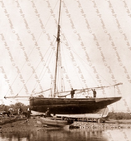 An Oyster Fishing Cutter on slip at Port Pirie, SA. 1890s. South Australia