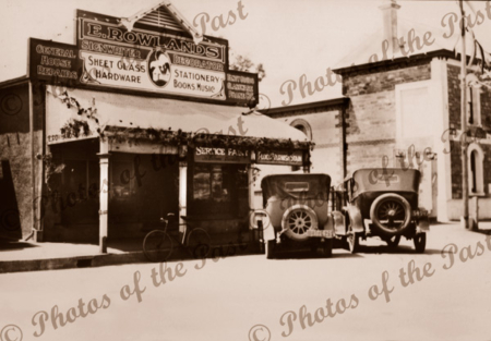 E. Rowlands' General Store Blyth, SA. South Australia. 1930s. Cars