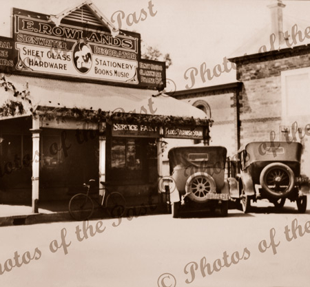 E. Rowlands' General Store Blyth, SA. South Australia. 1930s. Cars