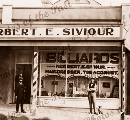 Herbert Siviour, Hairdresser, Tobacconist. Billiard Saloon. Waikerie, SA.1916. South Australia.
