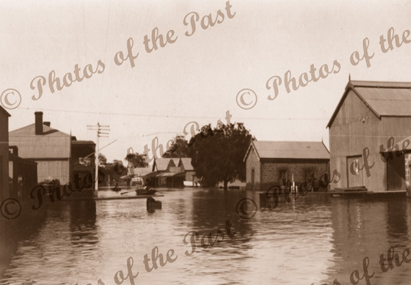 Row boats in Randell Street. Mannum in flood. SA. 1917. South Australia
