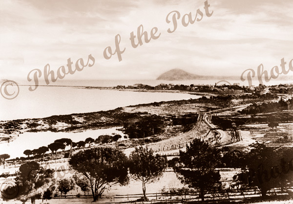 View to causeway & Bluff beyond, Victor Harbor, SA. South Australia. 1902