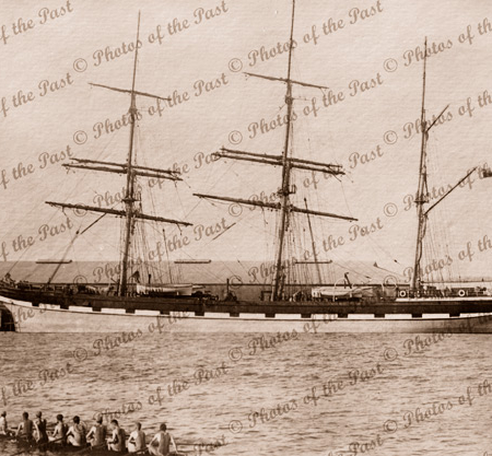Barque LOCH NESS at Port Adelaide, SA. South Australia. Shipping. Built 1869. Rowing