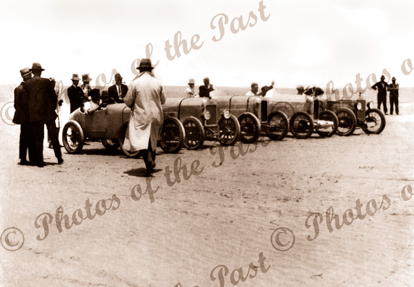 At the start. Car racing on Sellicks Beach, SA 1 Jan 1926. South Australia