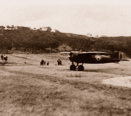 Harry Butler's Bristol Fighter landing Mt. Breckan, Victor Harbor, SA. 1st Jan 1920. South Australia. Plane. Aviation