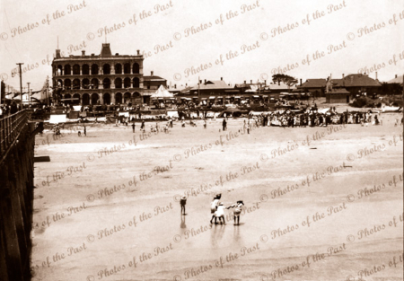Largs Bay, view from jetty to Hotel. SA. c1920s. South Australia. Beach