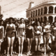 Bathing beauties, Largs Pier Hotel, SA. c1940s. South Australia. Bathers