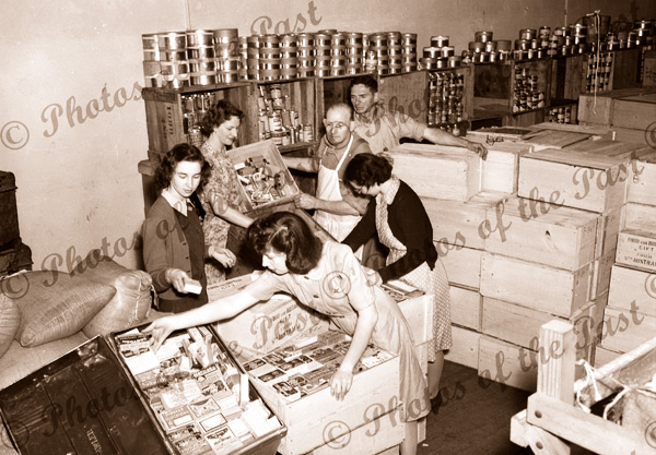 Packing Food parcels for Britain. WW2. World War 2. 1940s