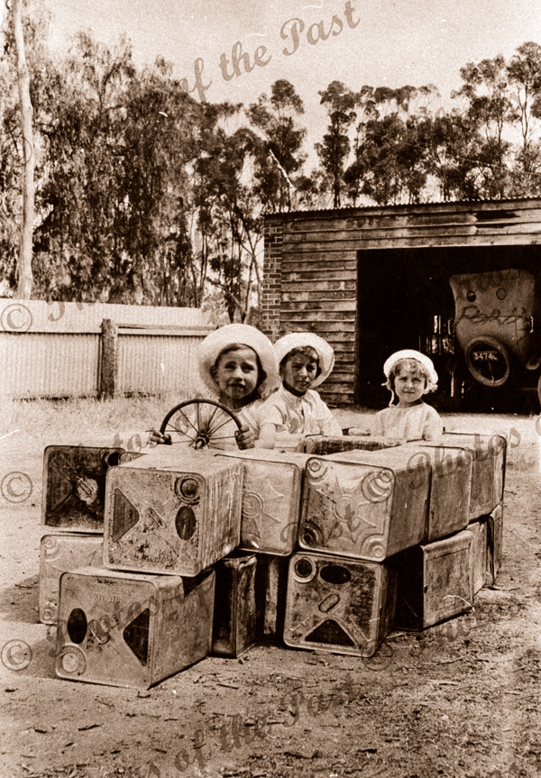Kids in Car made from 4 gallon cans. 1921