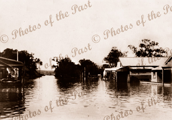 Flooded street in Mannum, SA. South Australia. River Murray. 1917