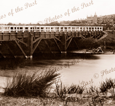 Victor Harbor (bridge, Adare in background) Hindmarsh River, SA. South Australia. C1900