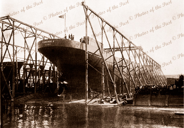 SS EURIMBLA being launched at Osborne, SA. 1921. South Australia. Ship