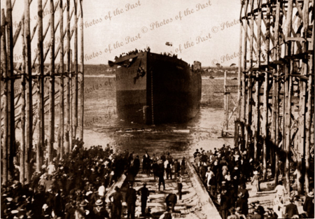 SS EURIMBLA being launched at Osborne, SA. 1921. South Australia. Ship