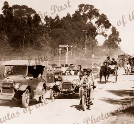 Balhannah, SA - on the way to Oakbank (old cars). South Australia. c1920