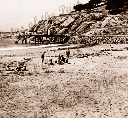 Beach at Port Elliot, SA. Jetty, pier. South Australia. c1940s