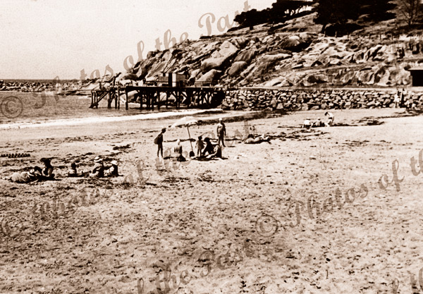 Beach at Port Elliot, SA. Jetty, pier. South Australia. c1940s