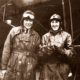 Harry Butler & future wife Elsa Birch Gibson prior to flight in Avro 504K across gulf to Minlaton, SA. January 1920. South Australia