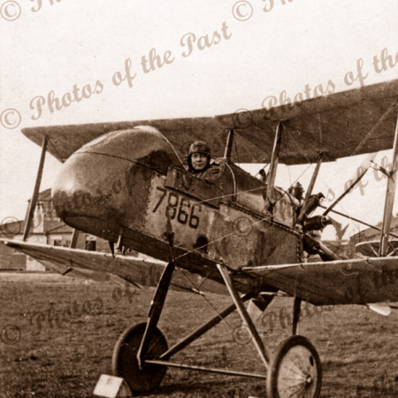 Harry Butler in Farman Experimental 2b rear engine bi-plane in England 1916. Aviator
