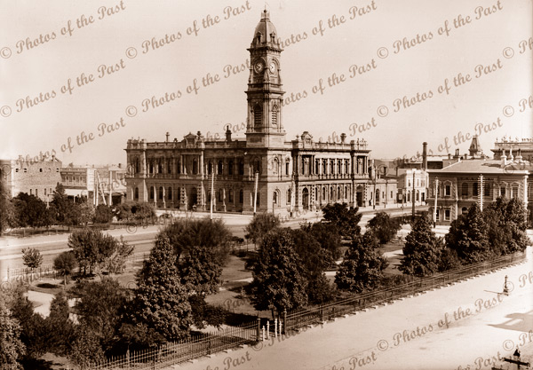 Looking across Victoria Square to Post Office, Adelaide, SA. South Australia 1880s