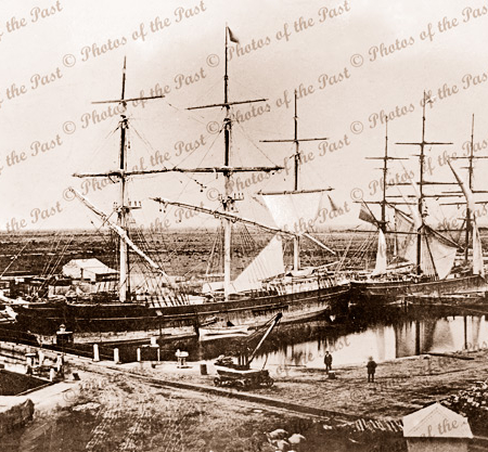 Ships PEKINA & COONATTO in SA Company's Basin. Port Adelaide, SA. South Australia. 1867