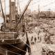 Shipping at Timber Wharf, Port Melbourne with SS IHUMATA. Vic 1910s. victoria