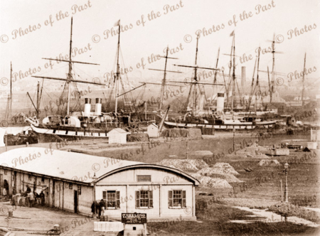 Shipping at Queen's Wharf, Geelong, Victoria. 1880s