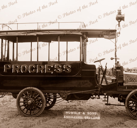 Early bus made by Humble & Sons, Geelong, Vic. c1905. Victoria