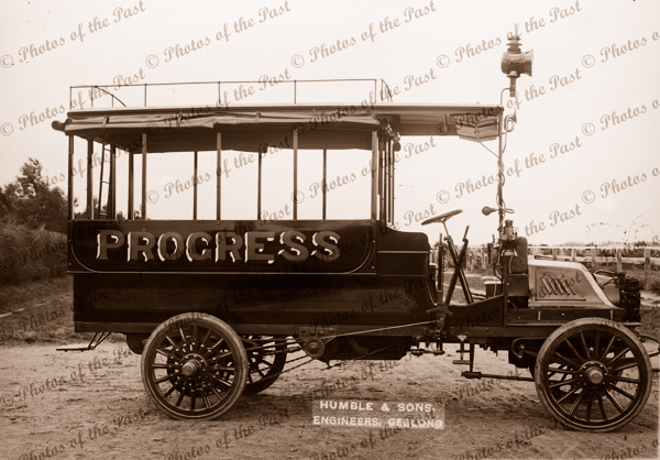 Early bus made by Humble & Sons, Geelong, Vic. c1905. Victoria