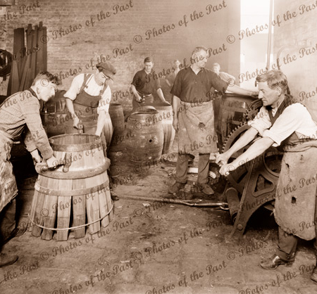Coopers making barrels at Carlton Brewery, Victoria. c1920s