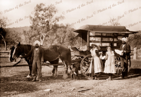 Indian Hawkers with van and customers, Vic.Victoria c1905