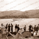 Launching of auxillary ketch MIENA at Port Cygnet, Tasmania. Shipping. 1935
