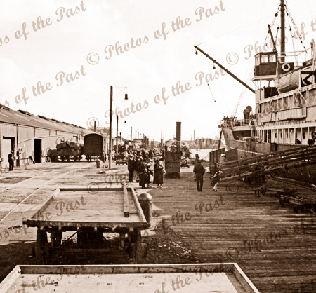 Wharf scene. Port Adelaide, SA. South Australia. c1929. Shipping