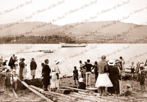 Launching of ketch MIENA at Port Cygnet, Tasmania.1935. Shipping