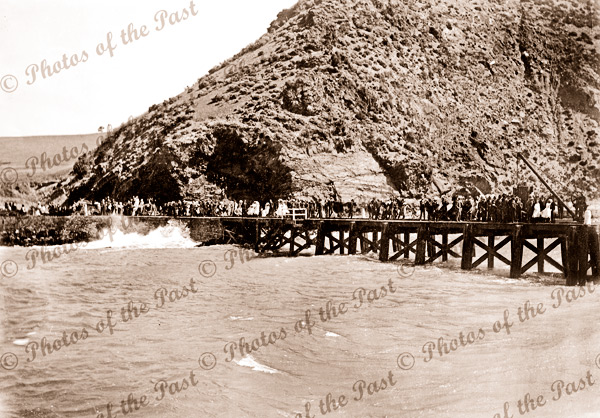 Crowd on new jetty, Second Valley, SA. Jetty opening 10 November 1910