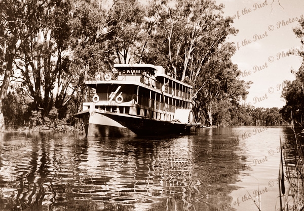 MV COONAWARRA near Barmah, Victoria. River boat. Murray River. c 1950s