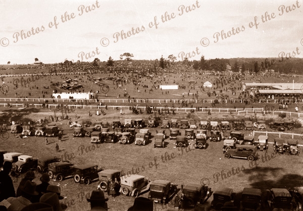 Oakbank Race Meeting, SA. South Australia. c1926. Horse racing. Cars