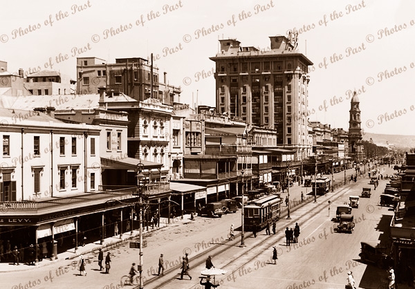 King William St. Adelaide, SA. South Australia. 1920s. trams