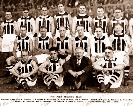 Port Adelaide Football Team - with names. SA. South Australia 1932. Aussie Rules. SANFL