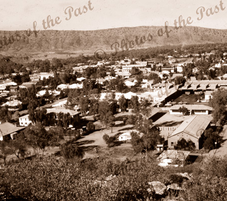 Alice Springs township from Anzac Hill, NT. Northern Territory. 1956