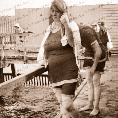 Bather (Nell) at the Causeway Baths, Victor Harbor, SA. South Australia. C1900s