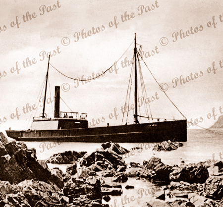 SS ELLEN Stranded on Morgans Beach near Cape Jervis, SA. 1908. South Australia.