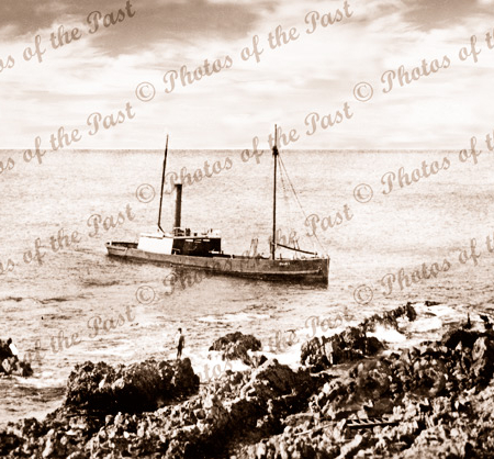 SS ELLEN Stranded on Morgans Beach near Cape Jervis, SA. 1908. South Australia.