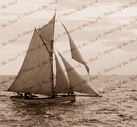 Yacht GALATEAH under sail at St. Kilda, Victoria. C1901. Sailing