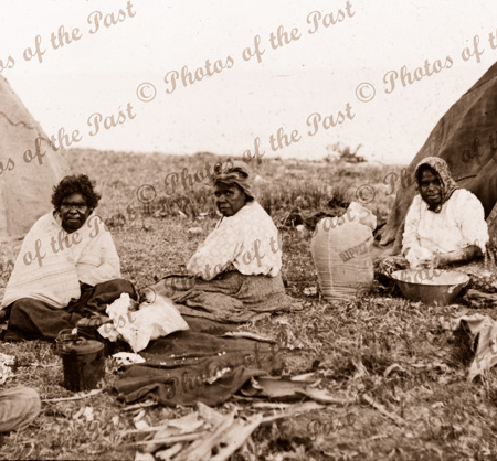 Aborigine group Victor Harbor, South Australia. 1910s? Camp