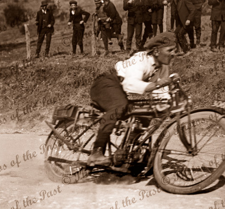Motor bike racing. Unknown location. Motorcycles 1910s