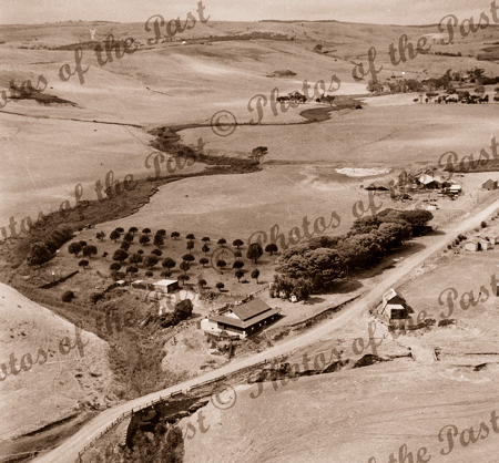 View down to Jetty House and sawmill, Second Valley South Australia, c1948