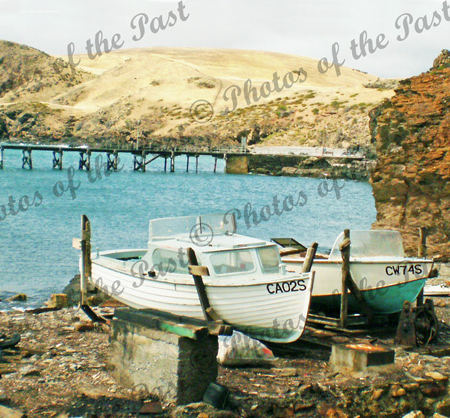 View over last fishing boats on 'Island' to jetty, Second Vally South Australia. 2009