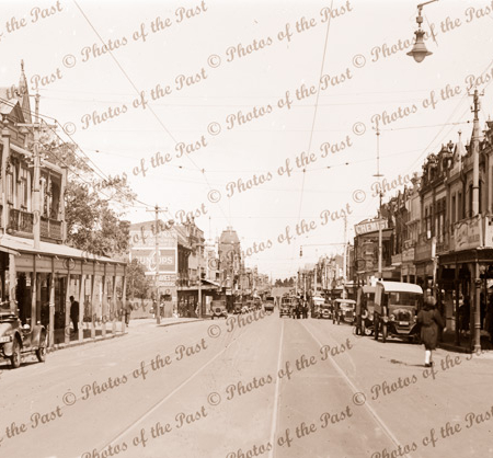Glenferrie Street looking south, Malvern, Victoria, 1920s cars